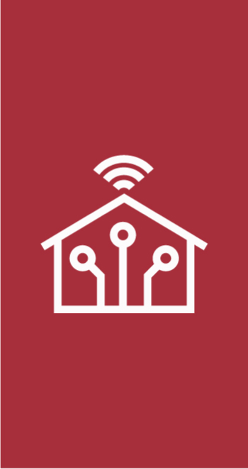 Smart home icon on red background